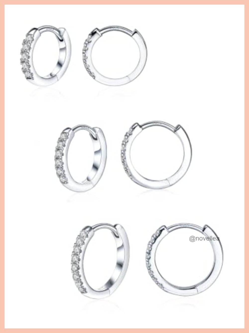 3 Pairs Small Huggie Hoop Earrings 925 Sterling Silver Moissanite Hypoallergenic